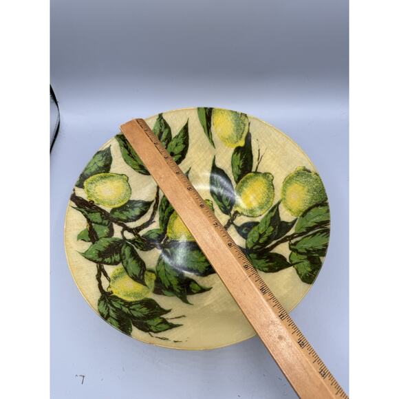 Vintage Artmor Fiberglass Bowl Lemons Fruit Design 13” Mid Century Modern MCM - Picture 3 of 7